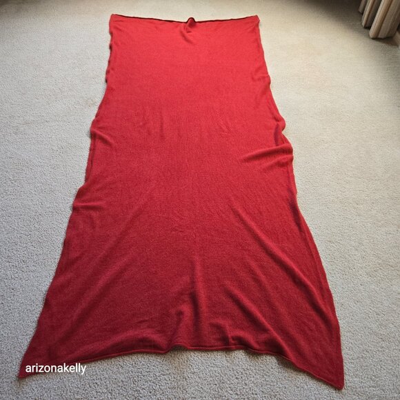 Knit Cashmere Wrap Scarf Brick Rust Red - Picture 9 of 15